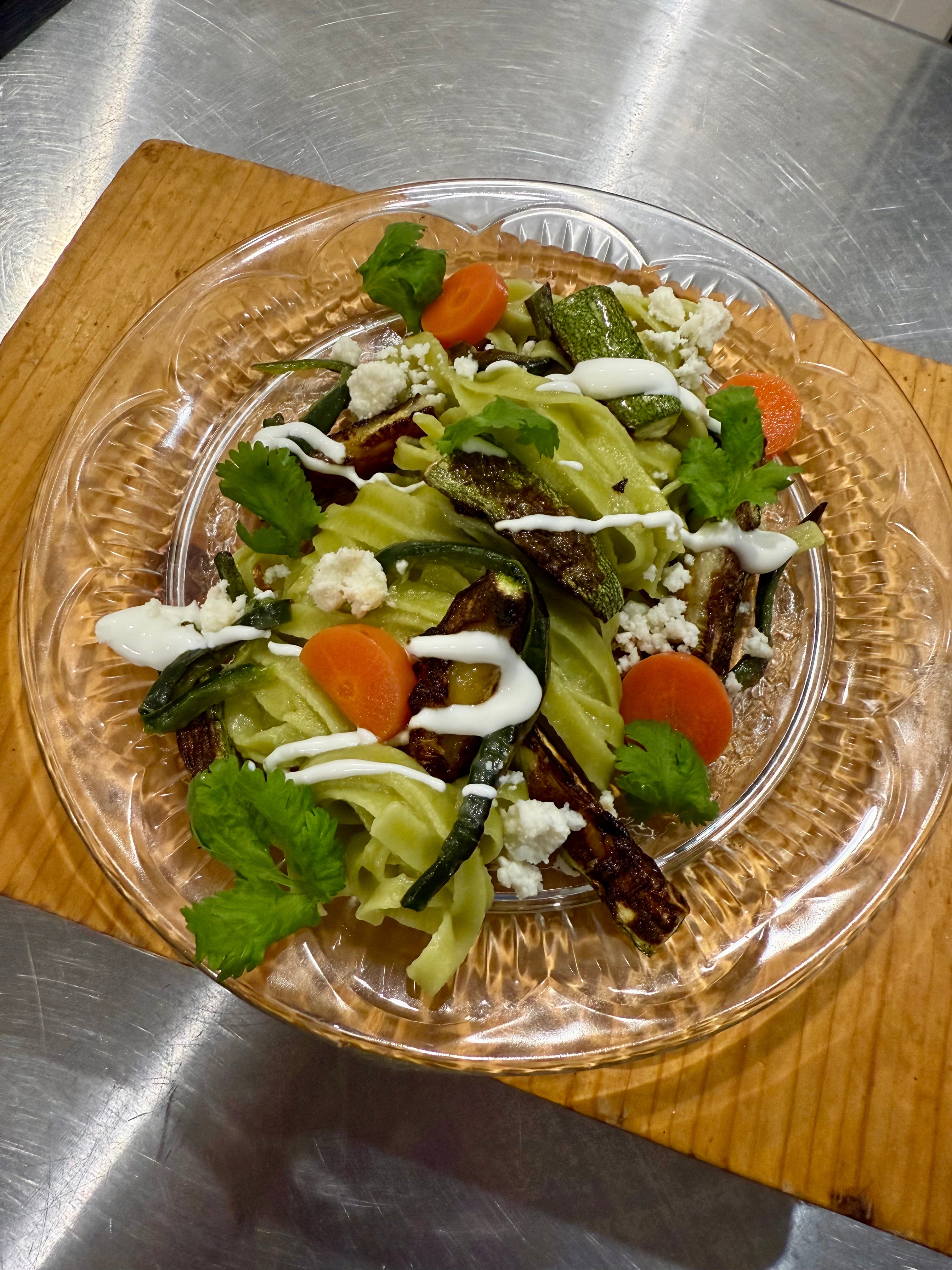 Spaghetti Verde with our Poblano Garlic Tagliatelle