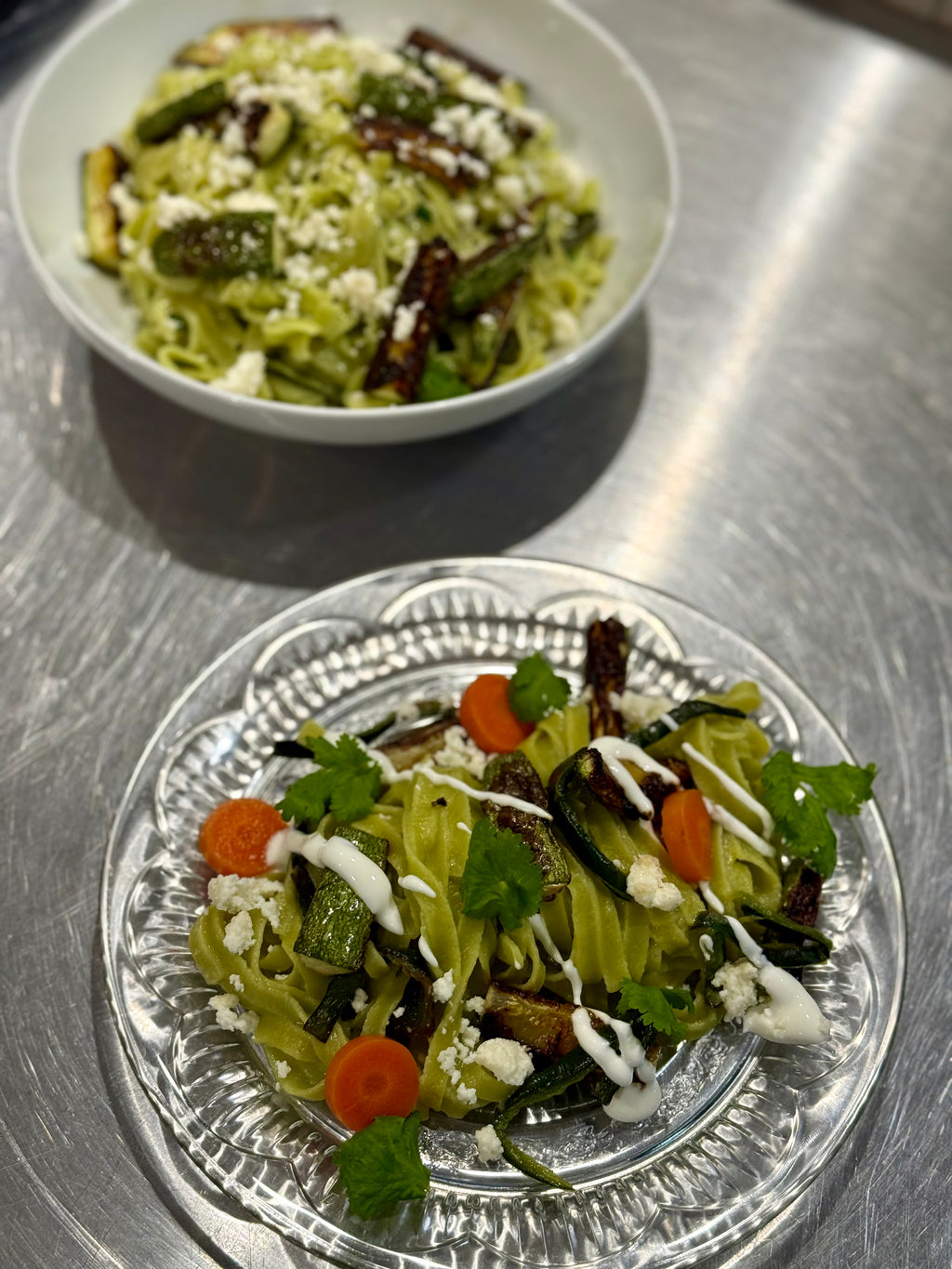 Poblano and Garlic Tagliatelle